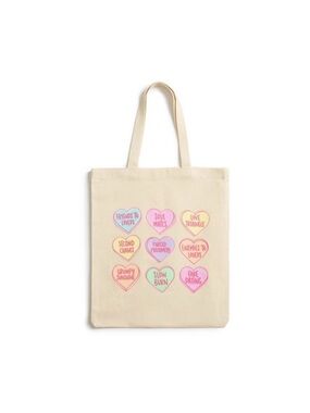 New Canvas Heart Print Tote Bag in Cream